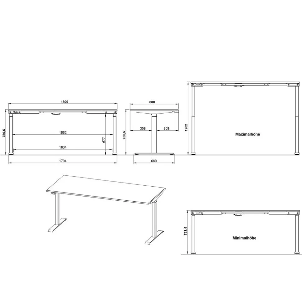 Elektrisch verstellbarer Bürotisch Set - Great (zweiteilig)