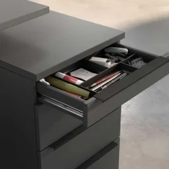 Elektrisch verstellbarer Bürotisch & Rollcontainer - Tila (zweiteilig)