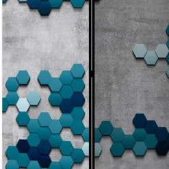 3-Elemente Paravent in Grau & Blautönen Motivprint - Gralindaca