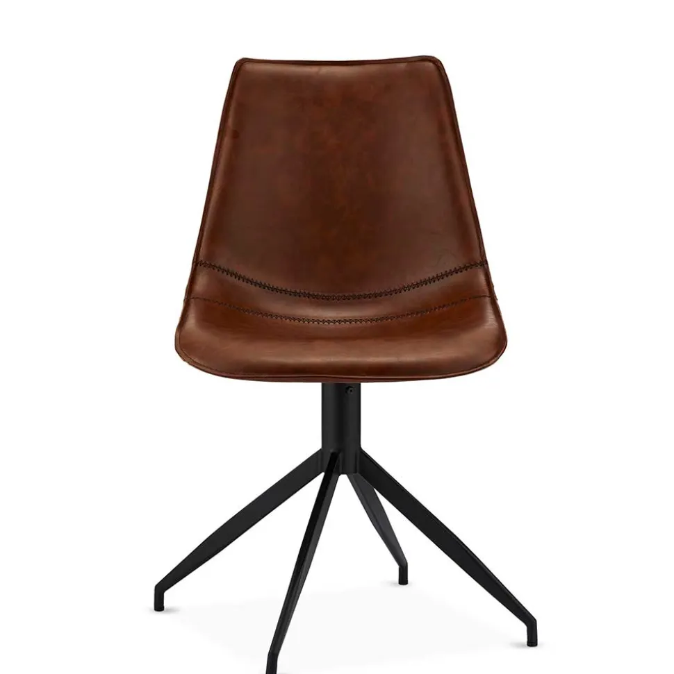 2er Kunstlederstuhl-Set in Braun - Enyet (2er Set)