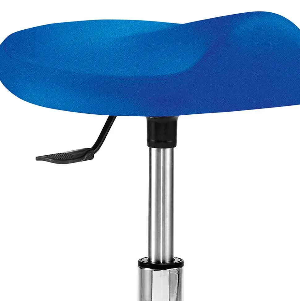 Ergonomischer Drehhocker in Blau Stoff - Olinendra