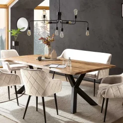 Essbank in Cremeweiß mit Schwarz - Tamba