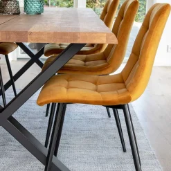 Essgruppe mit gelben Stühlen - Valco (siebenteilig)