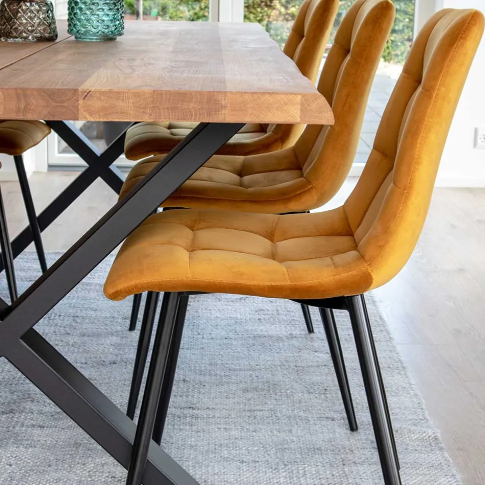 Essgruppe mit gelben Stühlen - Valco (siebenteilig)