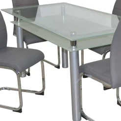 Essgruppe mit Glastisch & Schwingstühlen - Baryma (fünfteilig)