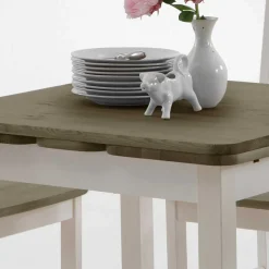 Essgruppe Zamaiko in Weiß Grau Landhaus (fünfteilig)