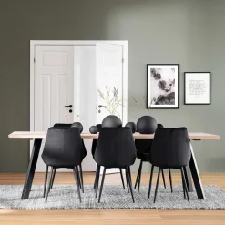 Essplatzgruppe mit Samtstühlen - Pulva (siebenteilig)