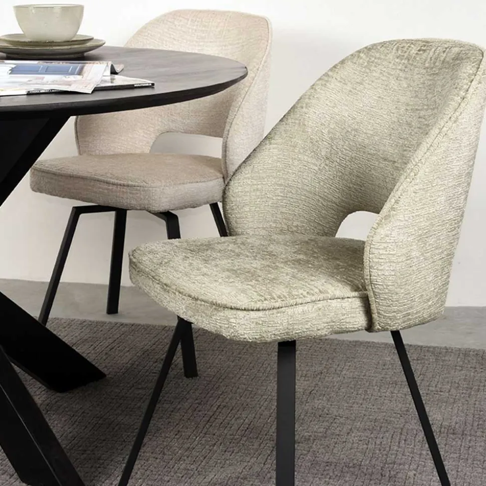Esstisch Drehstuhl in Beige Struktursamt - Turena (2er Set)