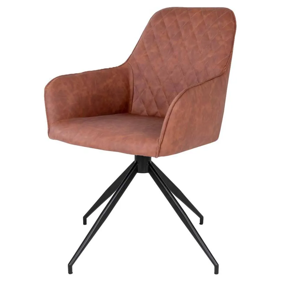 Esstisch Drehstuhl in Cognac Braun - Dress