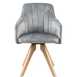 Esstisch Drehstuhl in Grau & Eichefarben - Puebla (2er Set)