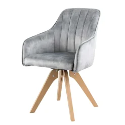 Esstisch Drehstuhl in Grau & Eichefarben - Puebla (2er Set)