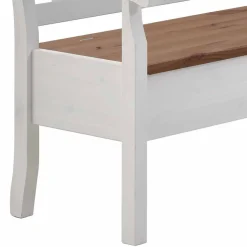 Esstisch Eckbank Barlad aus Kiefernholz Weiß mit Braun