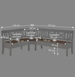 Esstisch Eckbank Barlad aus Kiefernholz Weiß mit Braun