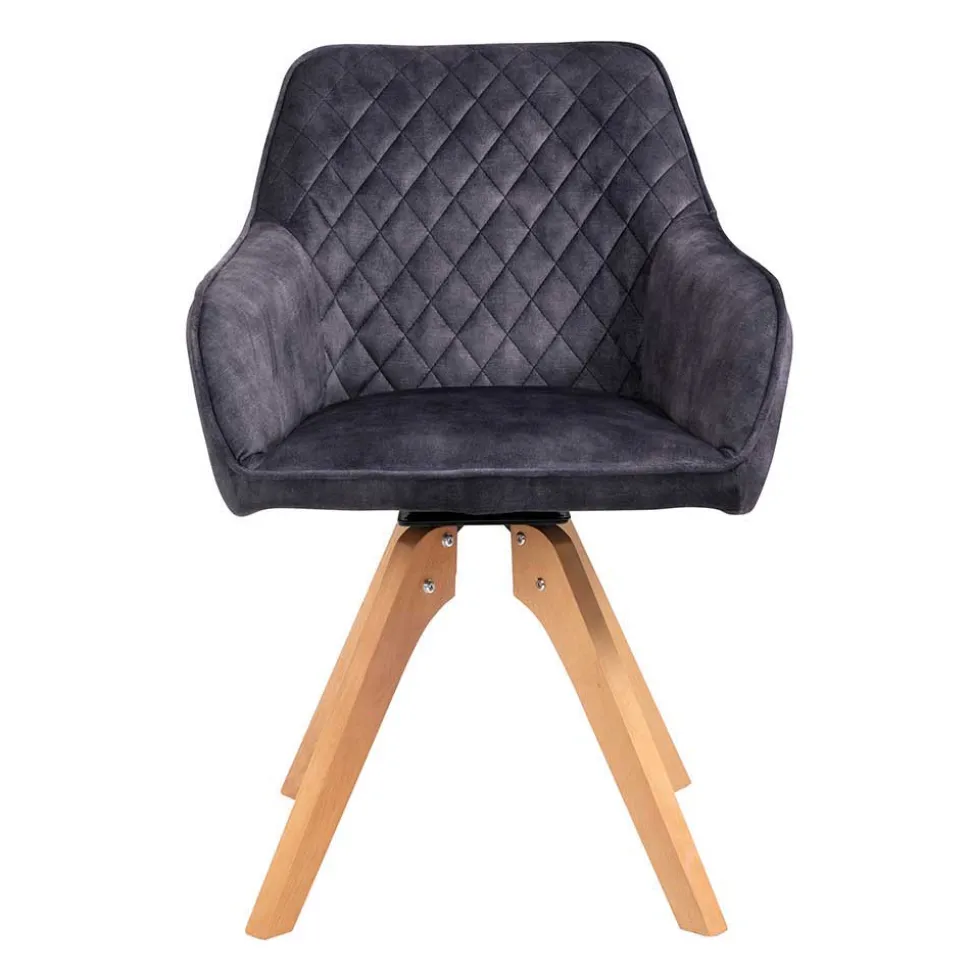 Esstisch Gruppe mit Samtstühlen - Odyssena (siebenteilig)