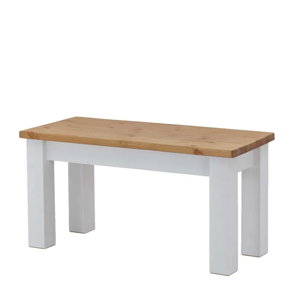 Esstisch Holzbank in Weiß & Kiefer Lauge - Molzau