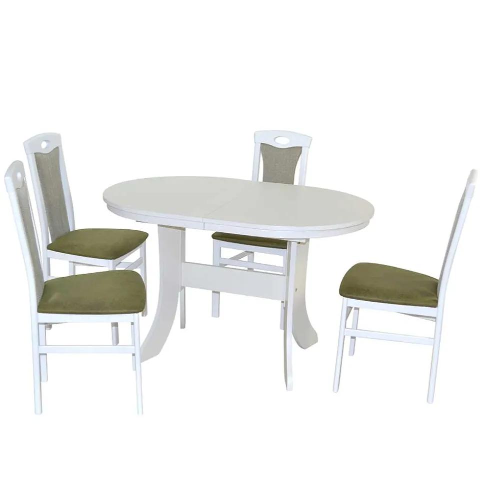 Esstisch Kombi in Weiß & Grün - Cynthia (fünfteilig)