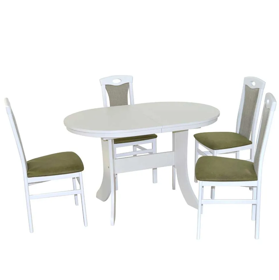 Esstisch Kombi in Weiß & Grün - Cynthia (fünfteilig)