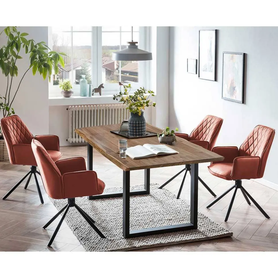 Esstisch mit Drehsesseln Set - Eboniar (fünfteilig)