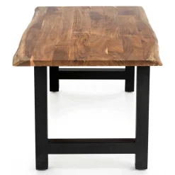 Esstisch mit H-Gestell und Baumkanten Platte - Polardia