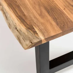 Esstisch mit H-Gestell und Baumkanten Platte - Polardia