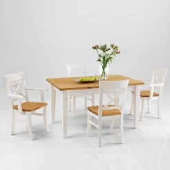 Esstisch mit Stühlen Lugon im Landhausstil (fünfteilig)