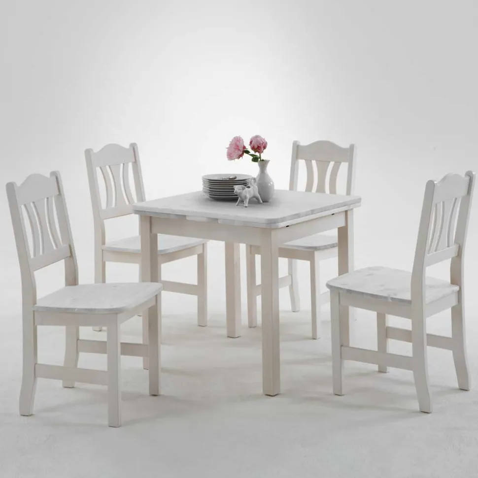 Esstisch mit Stühlen Vironegras in Weiß (fünfteilig)