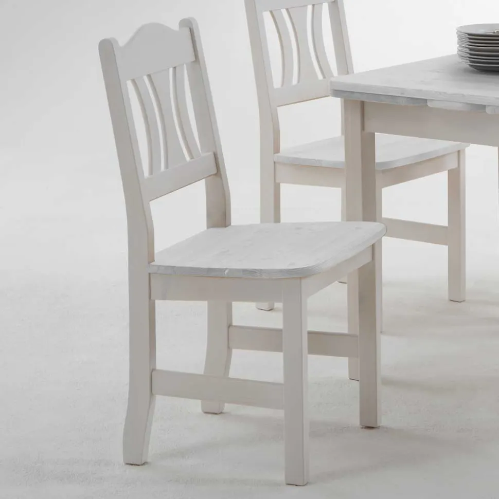 Esstisch mit Stühlen Vironegras in Weiß (fünfteilig)