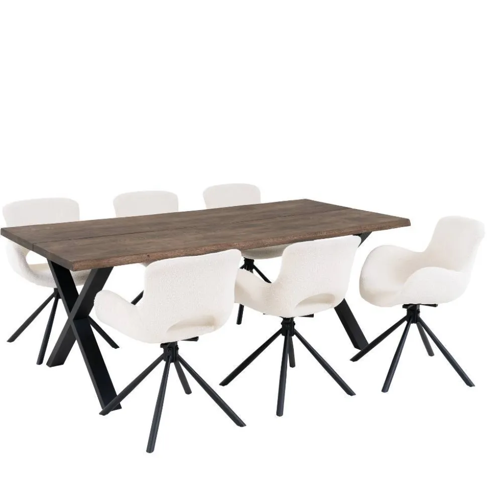 Esstisch mit Tischsesseln drehbar als Set - Ceolata (siebenteilig)