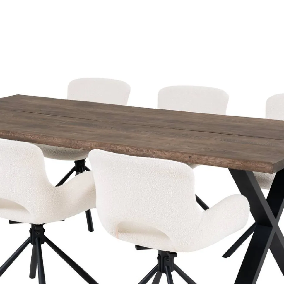 Esstisch mit Tischsesseln drehbar als Set - Ceolata (siebenteilig)