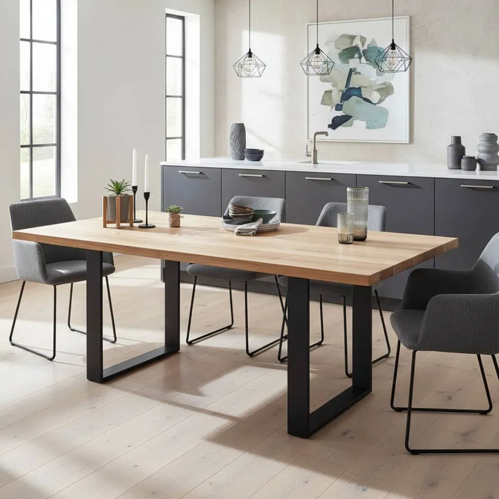 Esstisch mit U-Beinen aus schwarzem Stahl - Theo