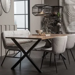 Esstisch Polsterbank in Offwhite Hellgrau - Utperio