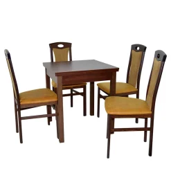 Esstisch Sitzgruppe in Nussbaum & Ocker - Carmian (fünfteilig)