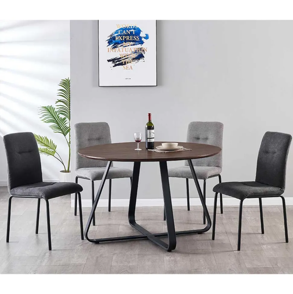 Esstisch Sitzgruppe mit Tisch Rund - Grace (fünfteilig)