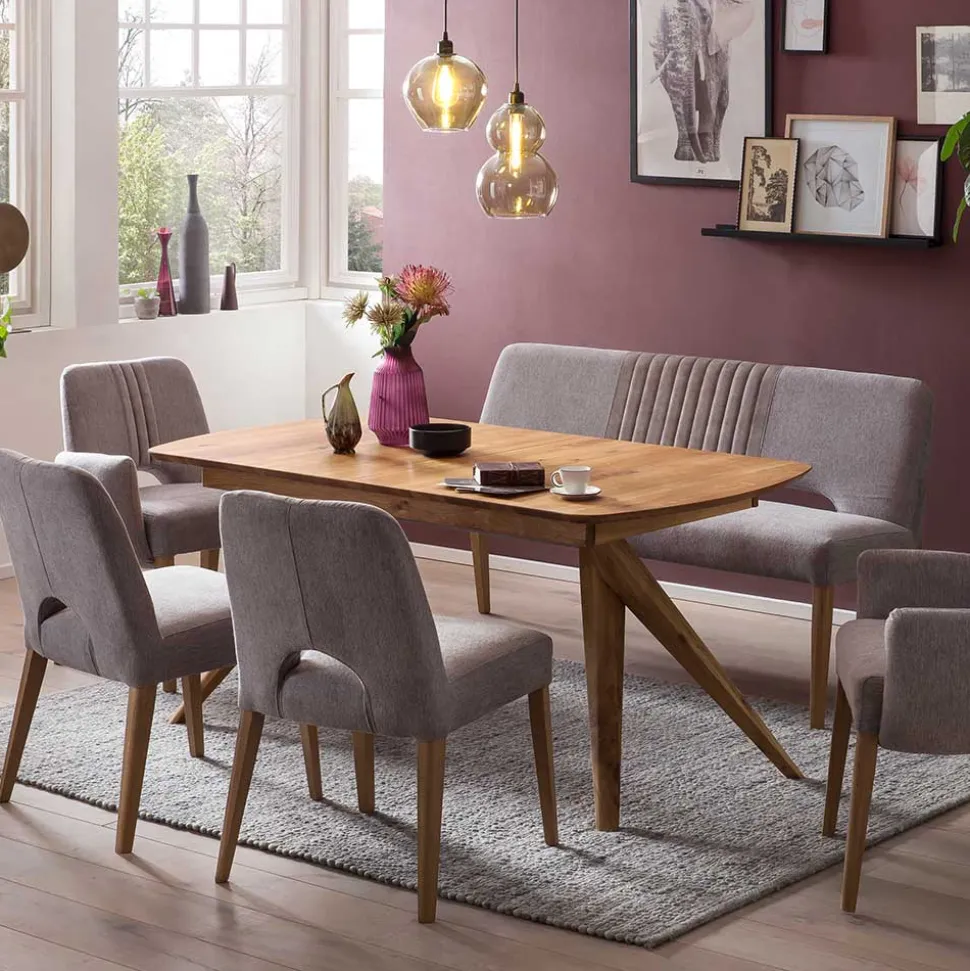 Esstisch Sofa Bank in Dunkelgrau Stoff Velours - Merka