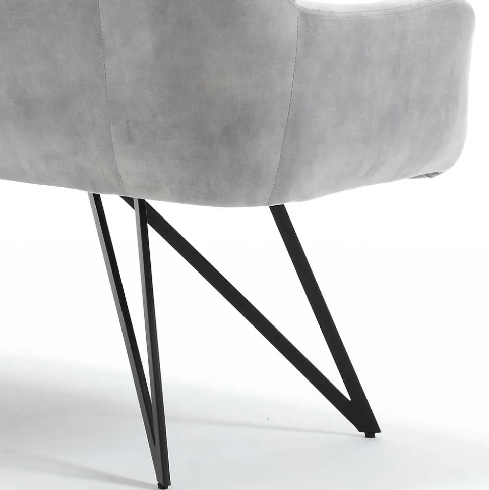 Esstisch Sofa in Grau Velours - Reymonda