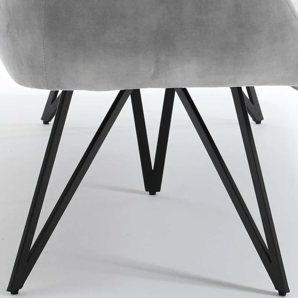 Esstisch Sofa in Grau Velours - Reymonda