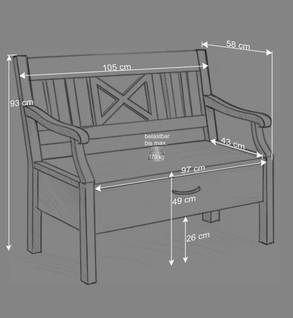 Esstischbank Jytte im Landhausstil