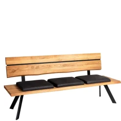 Esstischbank mit Rückenlehne in Wildeiche - Piton