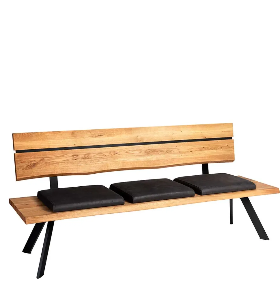 Esstischbank mit Rückenlehne in Wildeiche - Piton