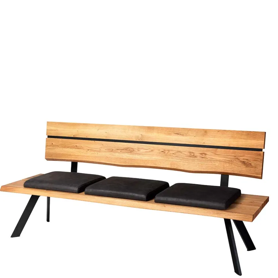 Esstischbank mit Rückenlehne in Wildeiche - Piton