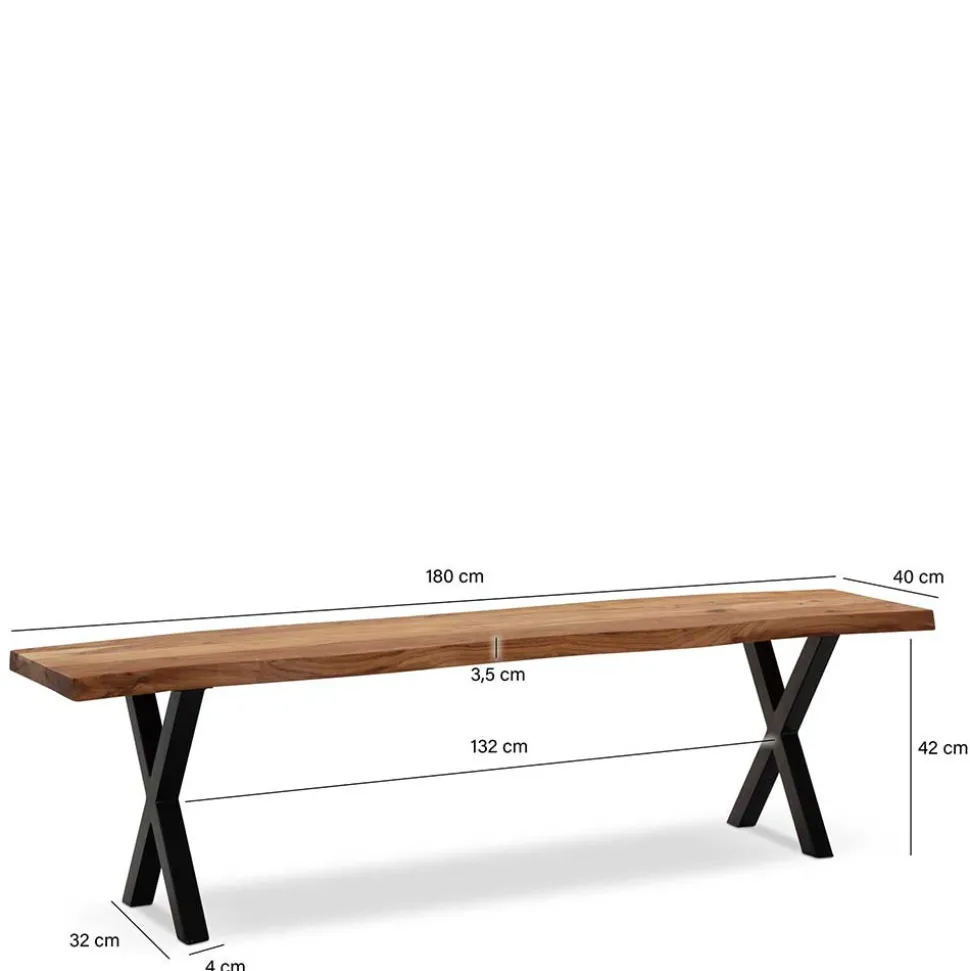 Esstischbank mit X-Beinen - Rajavo