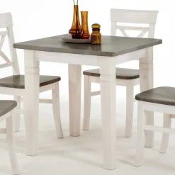 Esstischgruppe Yoan in Weiß Grau Landhaus (fünfteilig)