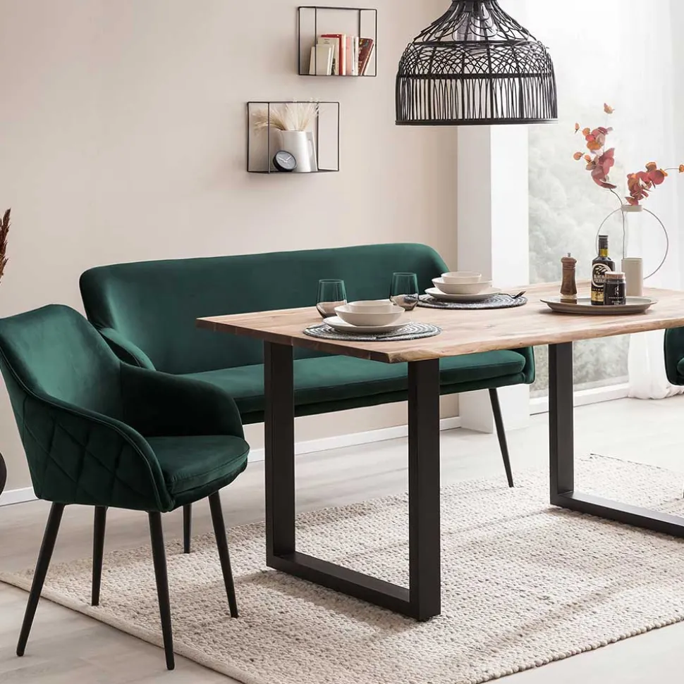 Esszimmer Bank in Dunkelgrün Samt - Laruis