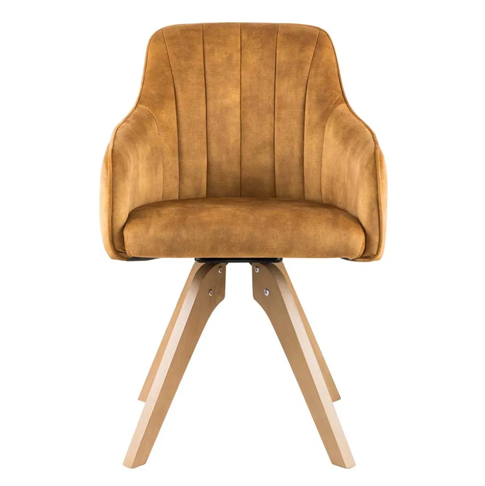 Esszimmer Drehsessel in Curry Gelb & Eiche - Zylvia (2er Set)