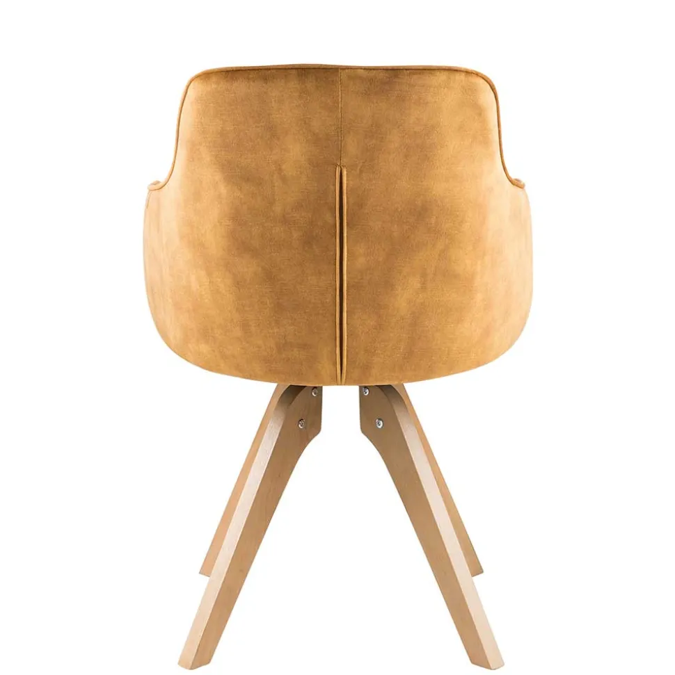 Esszimmer Drehsessel in Curry Gelb & Eiche - Zylvia (2er Set)