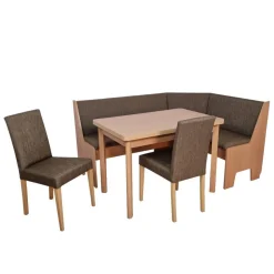 Esszimmer Eckbank Gruppe in Braun - Virenzio (vierteilig)