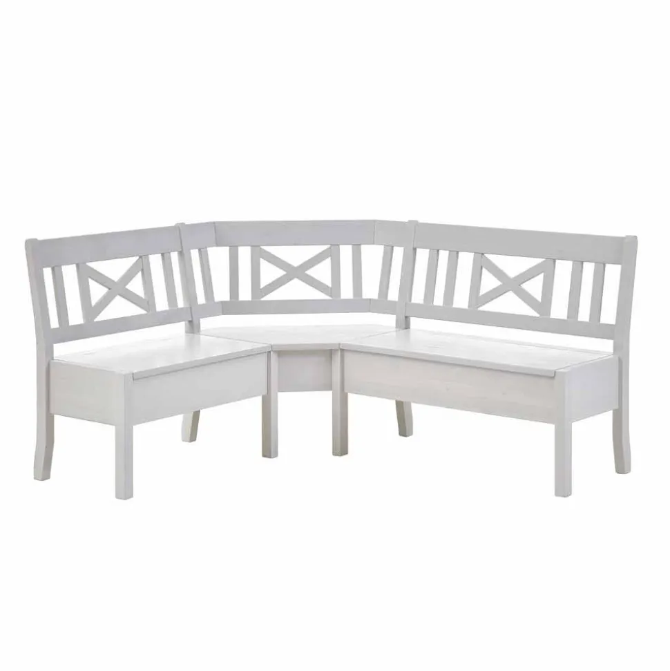 Esszimmer Eckbank Onesti in Weiß Kiefer massiv