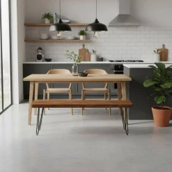 Esszimmer Holzbank aus Sheesham massiv Tohema mit Metall Gestell