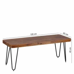 Esszimmer Holzbank aus Sheesham massiv Tohema mit Metall Gestell