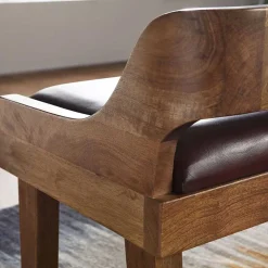 Esszimmer Holzbank mit Lehne & Ledersitz - Zimoni